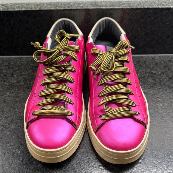 P448 Jack Solaris in Matte Hot Pink Leather Sneakers - Picture 1 of 6